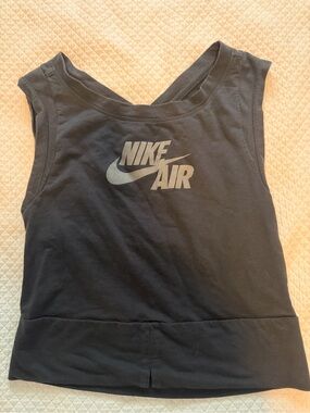 Nike Black Crewneck Tank Top with White Logo